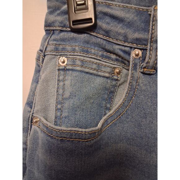 HDLTE Women Capri Jeans Raw Hem Mid Wash 5 Pockets Size S - Picture 4 of 9